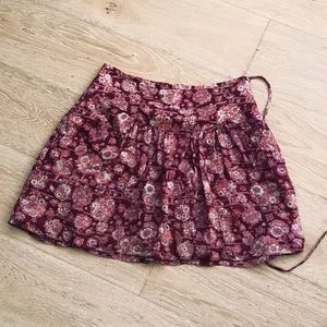 Rebecca Taylor silk skirt in pink and dark red.